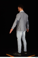  Larry Steel black shoes business dressed grey suit jacket jeans standing white shirt whole body 0012.jpg